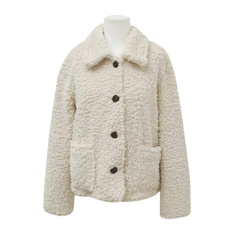 Button-Up Collared Faux Fur Jacket