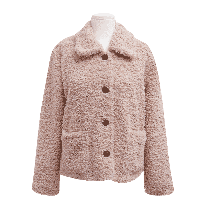 Button-Up Collared Faux Fur Jacket