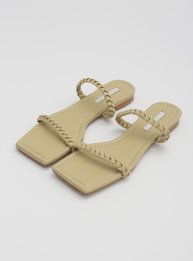 Open Toe Braided Strap Slide Sandals
