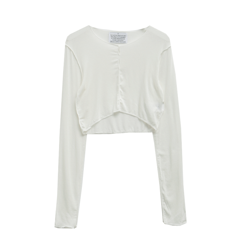 Buttoned Front Cropped T-Shirt