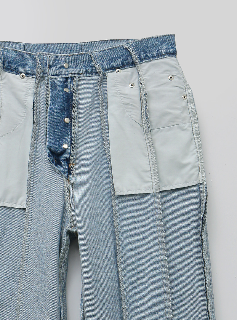 Line Detail Raw Hem Straight Jeans