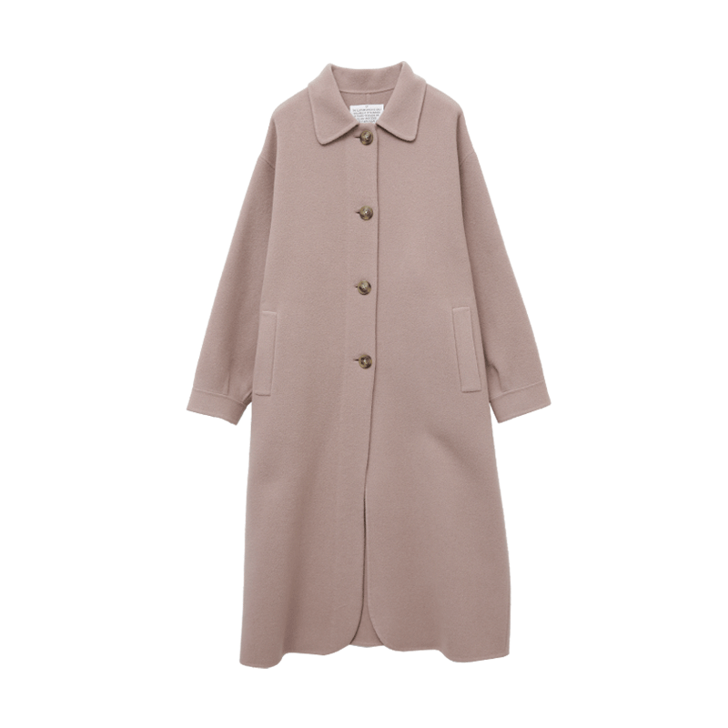 Button-Up Collared Long Coat