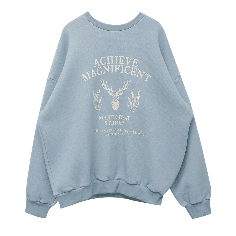Deer Print Crew Neck Sweatshirt