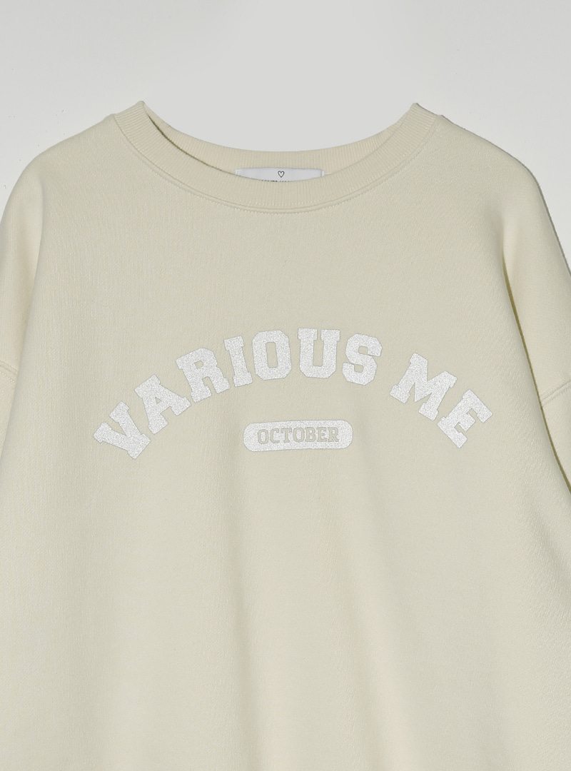 [VARIOUS ME] Lettering Print Drop Shoulder Sweatshirt