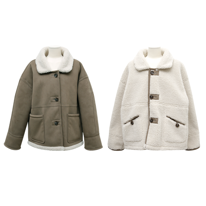 Button-Up Reversible Faux Fur Jacket