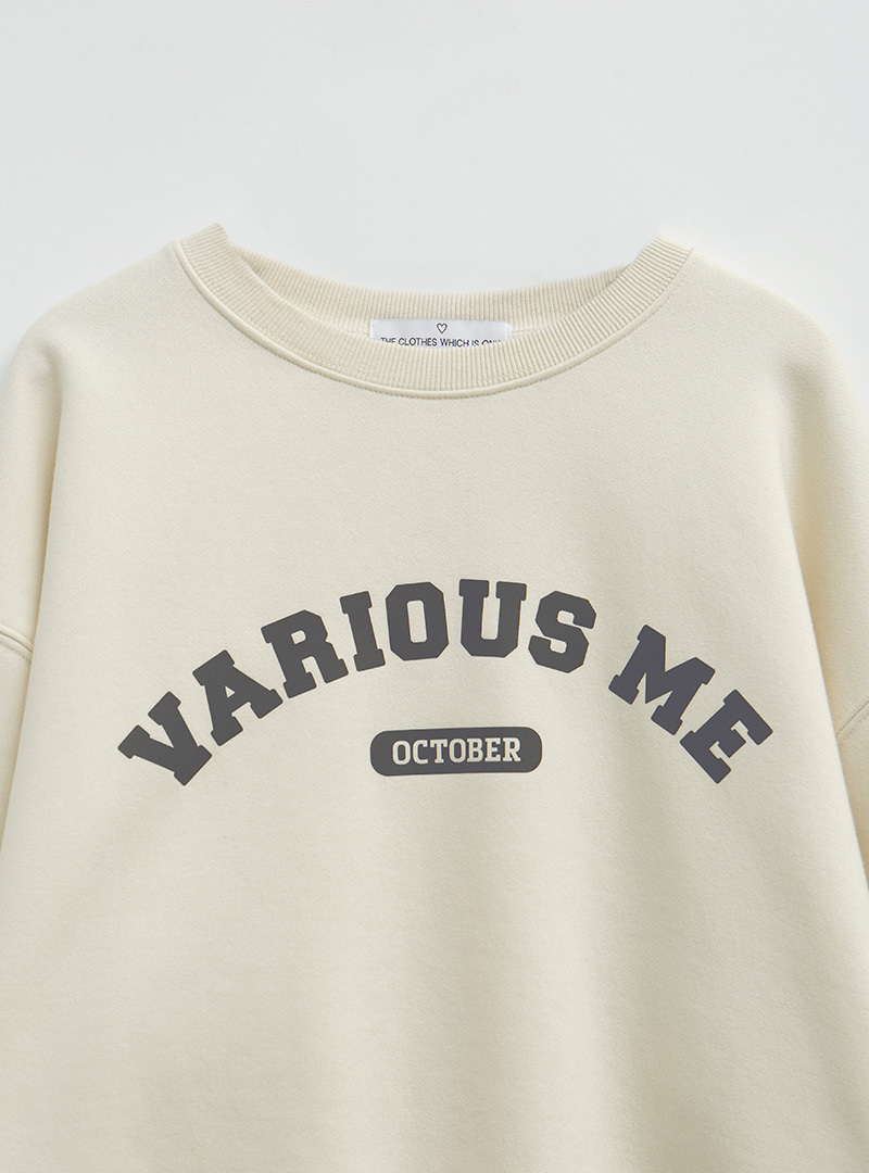 [VARIOUS ME] Lettering Print Drop Shoulder Sweatshirt