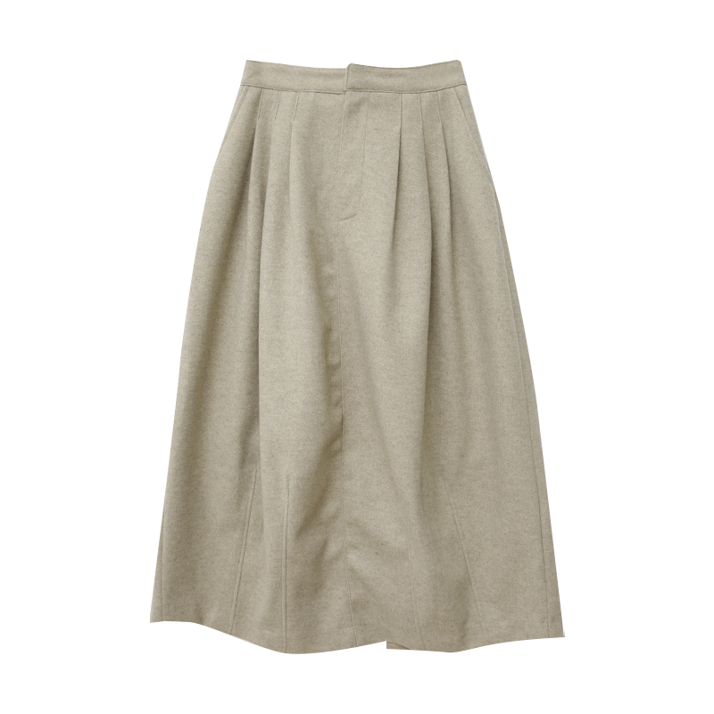 Semi-Elastic Waist Pleated Long Skirt
