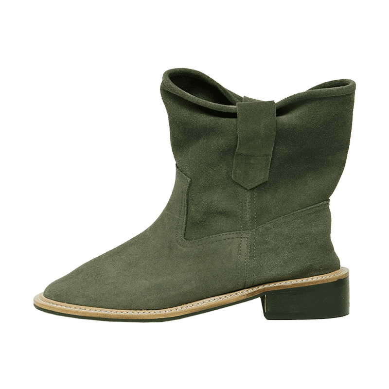 Square Toe Suede Loose Fit Ankle Boots