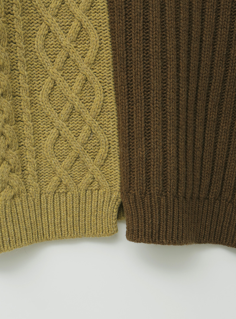 Two-Tone Embossed Cable Knit Top