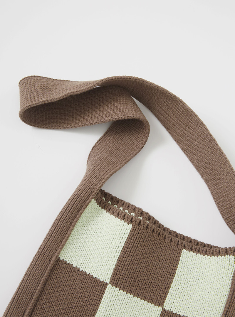 Checkered Knit Shoulder Bag