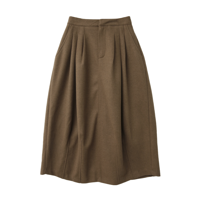 Semi-Elastic Waist Pleated Long Skirt