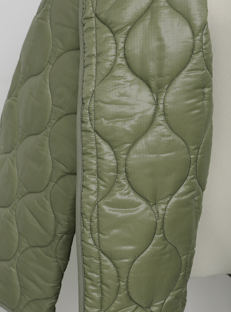 Toggle-Front Quilted Long Jacket