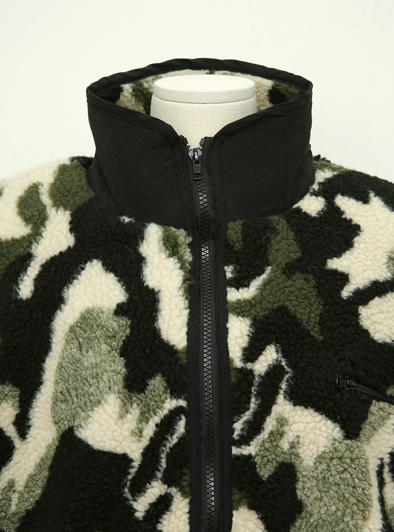 High Neck Sherpa Fleece Zip-Up Jacket