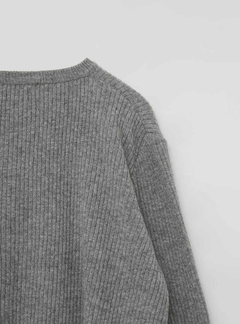 混羊毛排釦羅紋針織外套