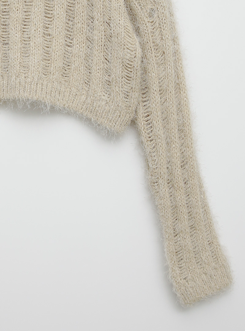 Semi-Sheer Ribbed Knit Top