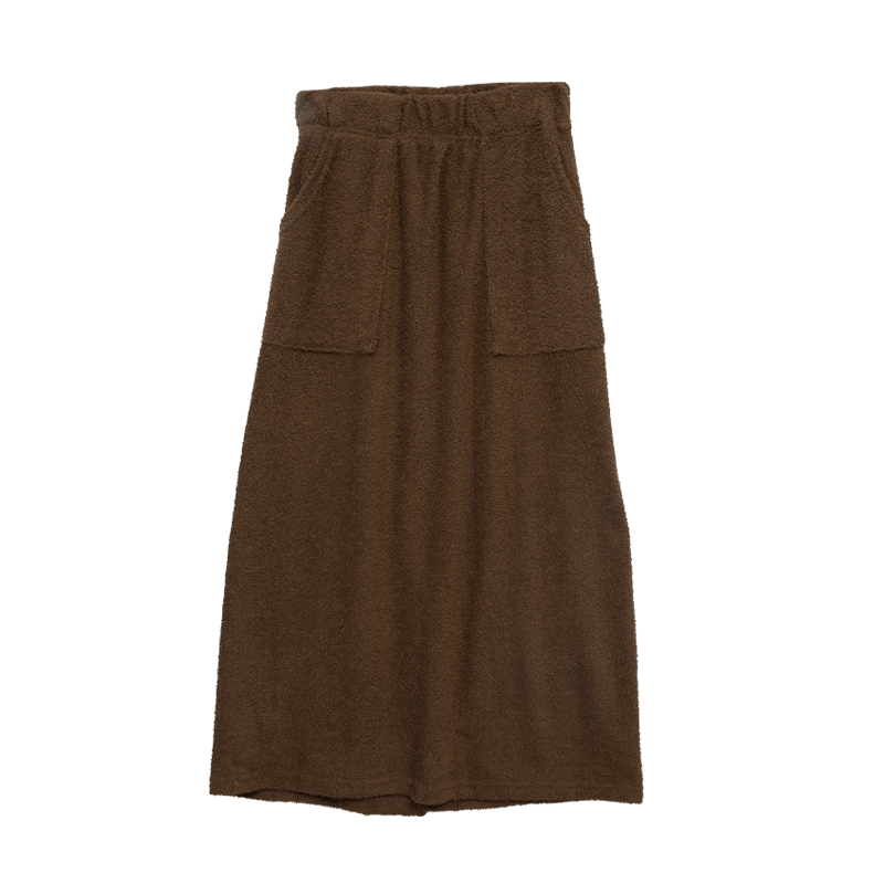Elastic Waist Long Terrycloth Skirt