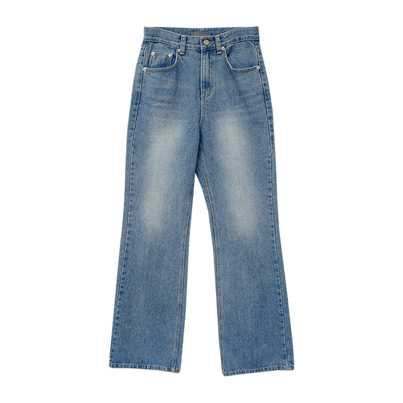Faded Wash Semi-Bootcut Long Jeans