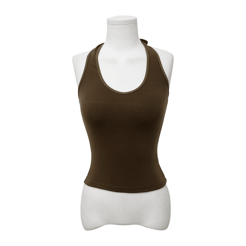 Halterneck Rayon-Blend Sleeveless TopThe delivery starts from Feb.4rd along with your purchase order!!