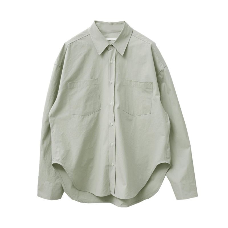Rounded Hem Button-Front Shirt
