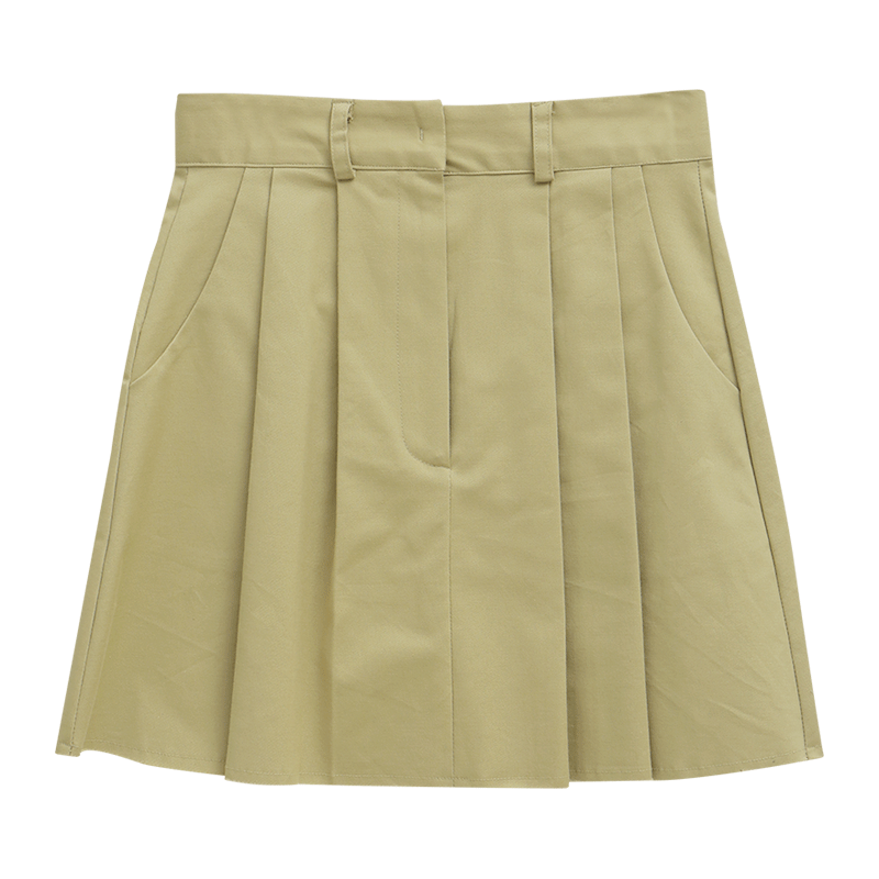 Raw Hem Pleated Mini Skirt