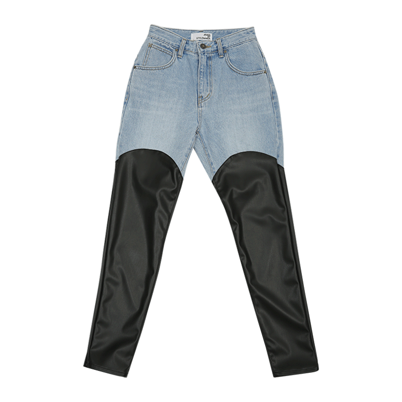 Contrast Panel Washed Jeans