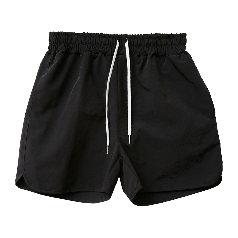 Drawstring Waist Solid Tone Nylon Shorts