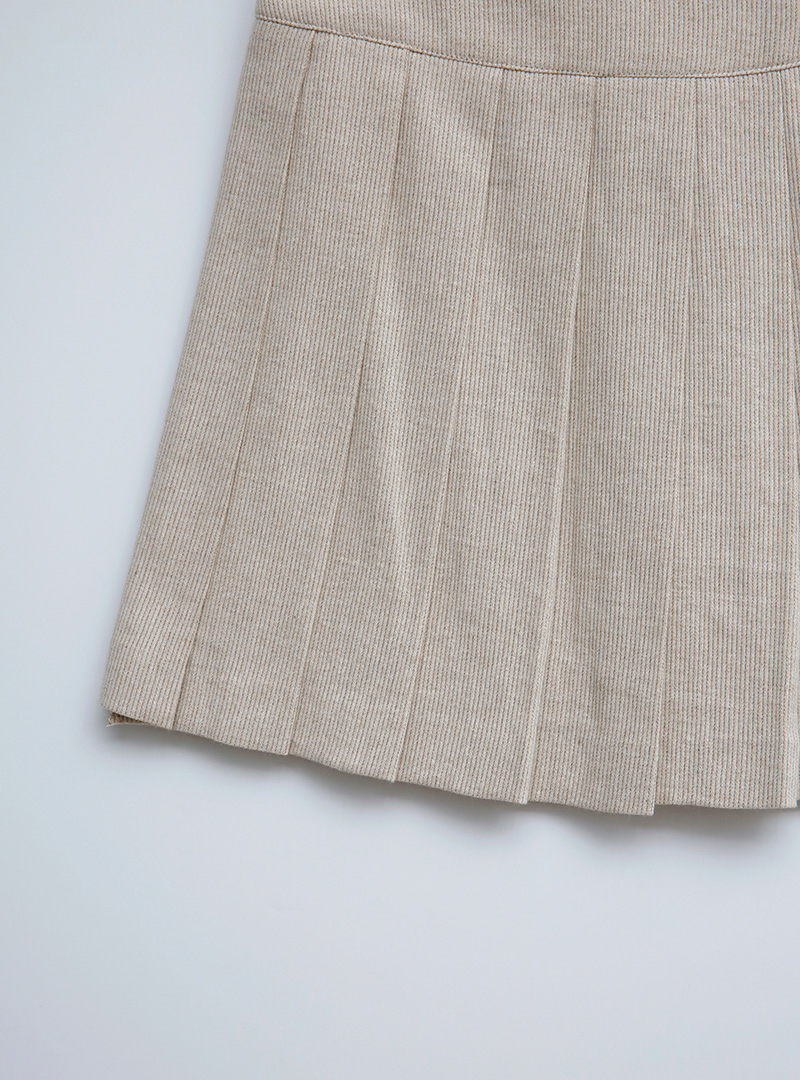 Pleated A-Line Side Zip Mini Skirt