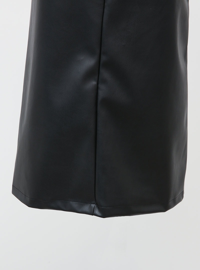 Jewel Accent Faux Leather Sleeveless Dress