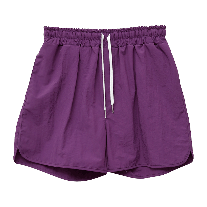 Drawstring Waist Solid Tone Nylon Shorts