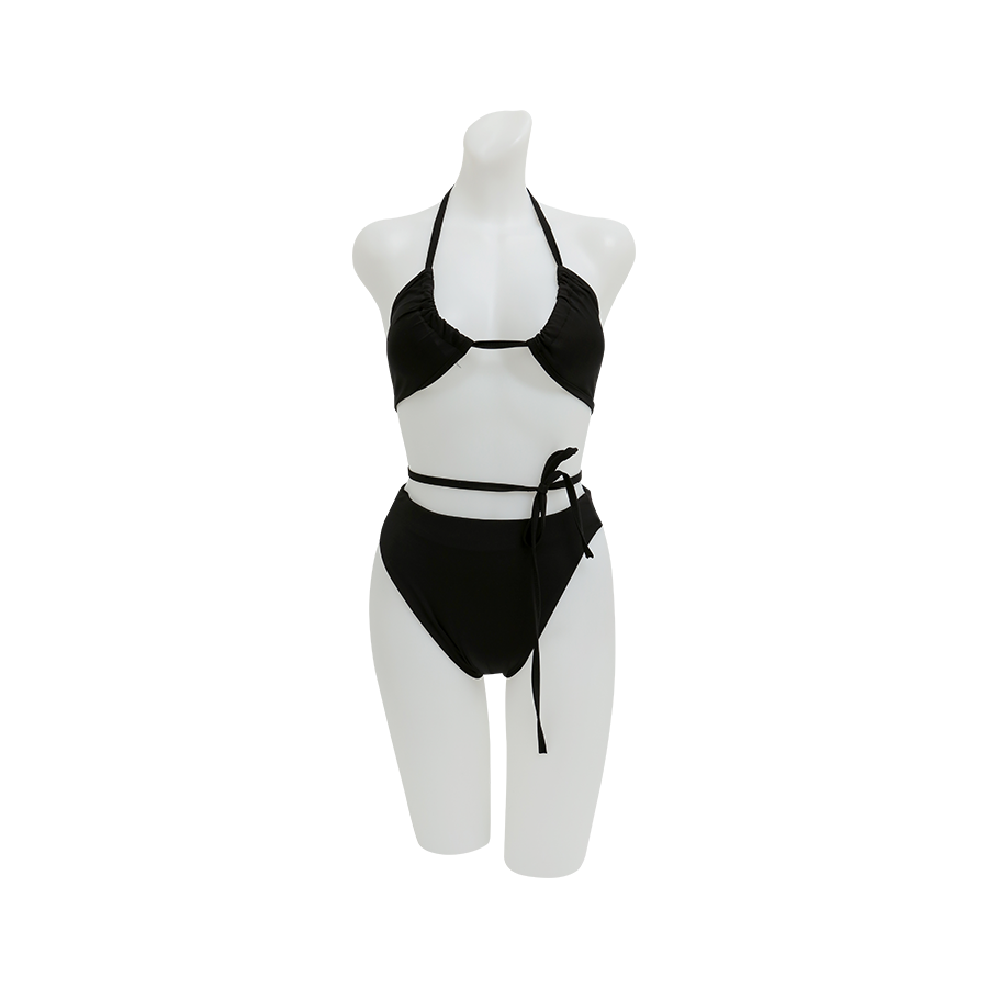 Halterneck Top and Strap Detail High Waist Bottoms Bikini