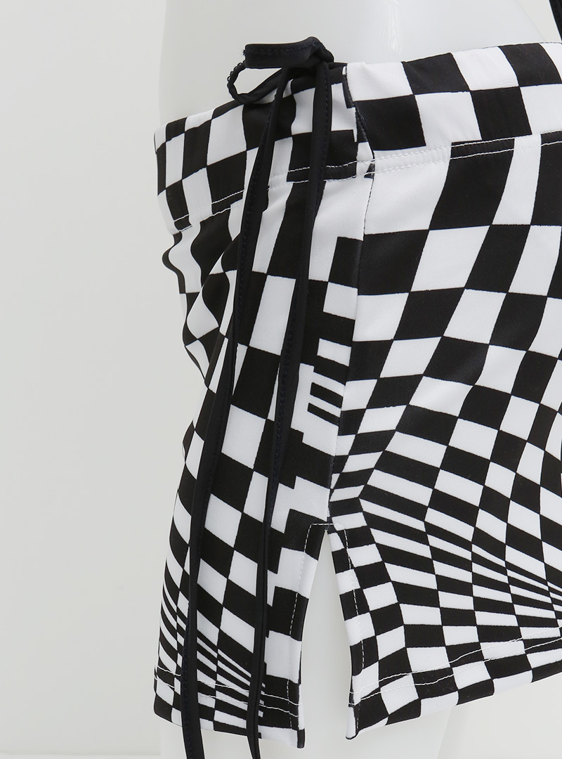 Side Slit Checkered Mini Skirt
