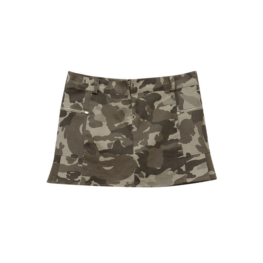 Pleat Accent Camouflage Mini Skort