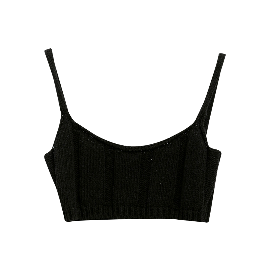Ribbed Solid Tone Knit Bra Top