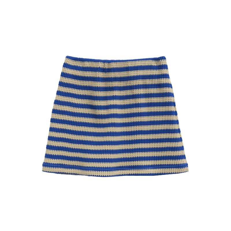 Waffle Texture Stripe Mini Skirt