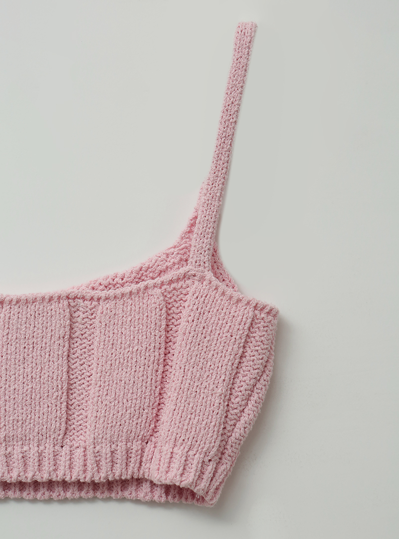 Ribbed Solid Tone Knit Bra Top