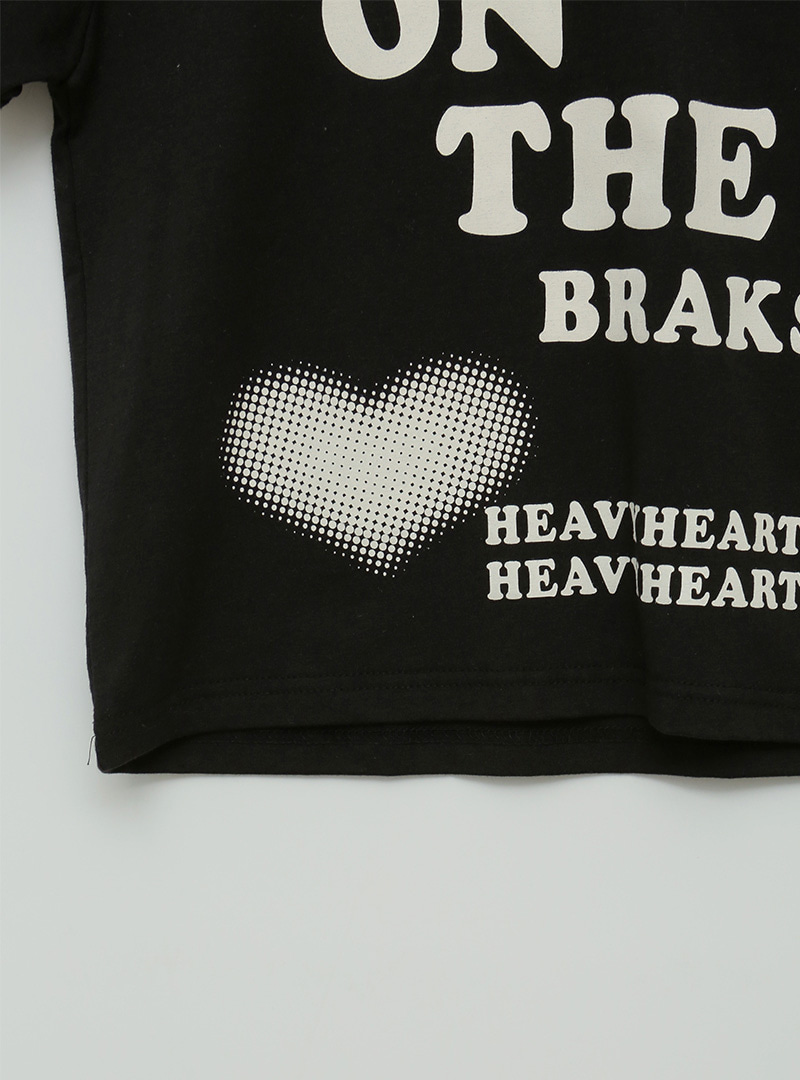 Heart Print Crew Neck Short T-Shirt