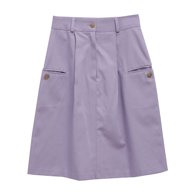 Double Welt Pocket Midi Skirt