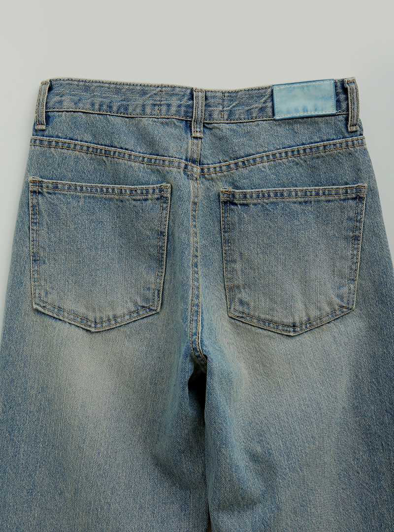 Cutout Loose Fit Long Jeans