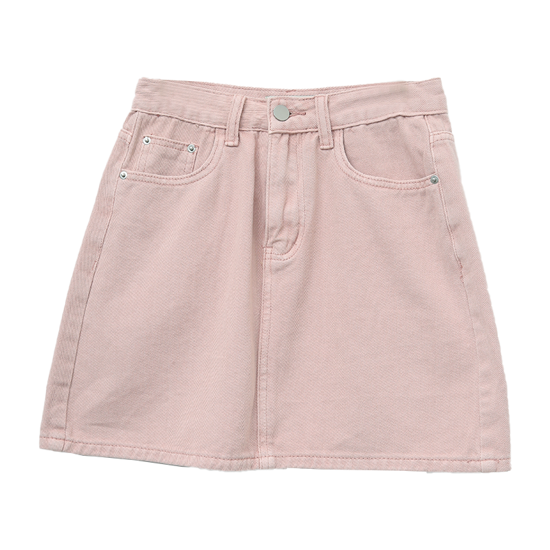 One-Button Cotton Mini Skirt
