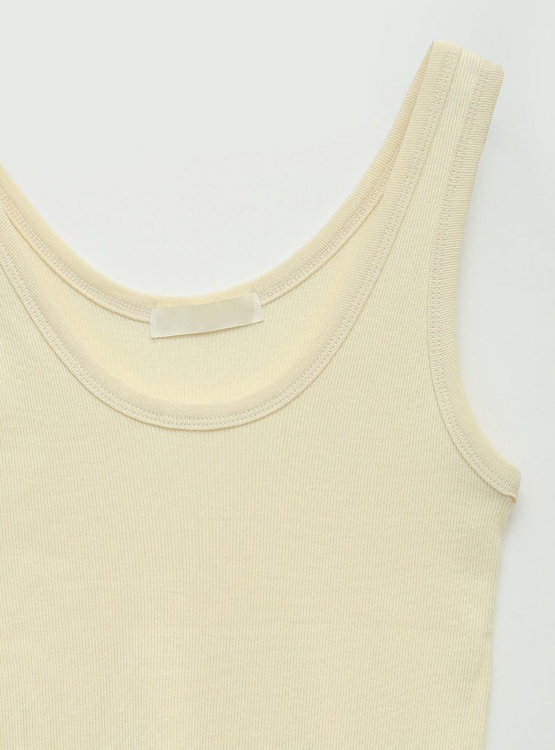 Ribbed Scoop Neck Solid Tone Tank Top