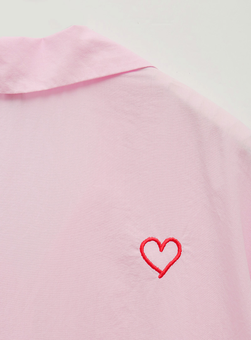 Heart Embroidery Boxy Shirt