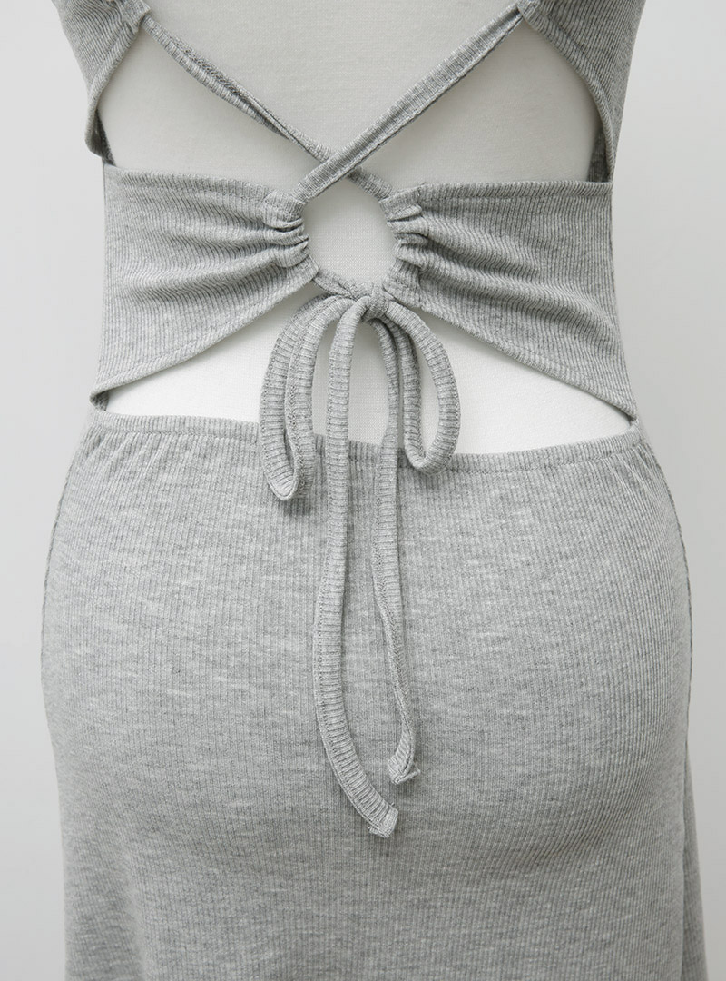 Tie-Back Square Neck Sleeveless Dress