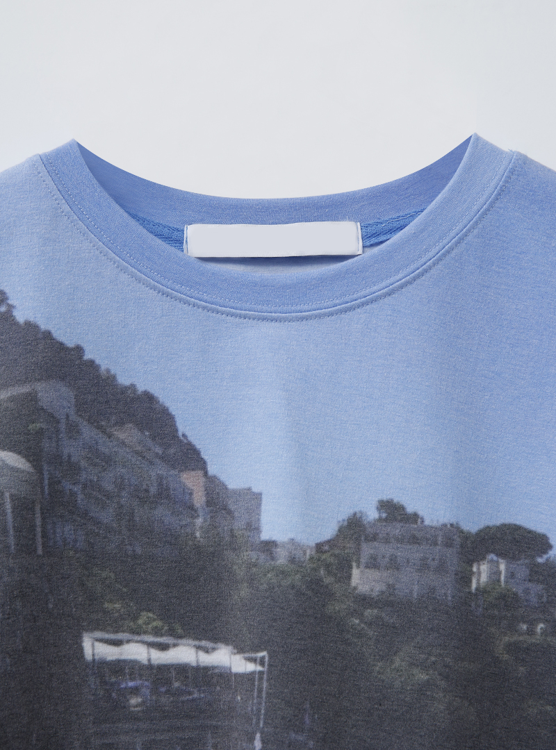 Beach Print Cropped T-Shirt