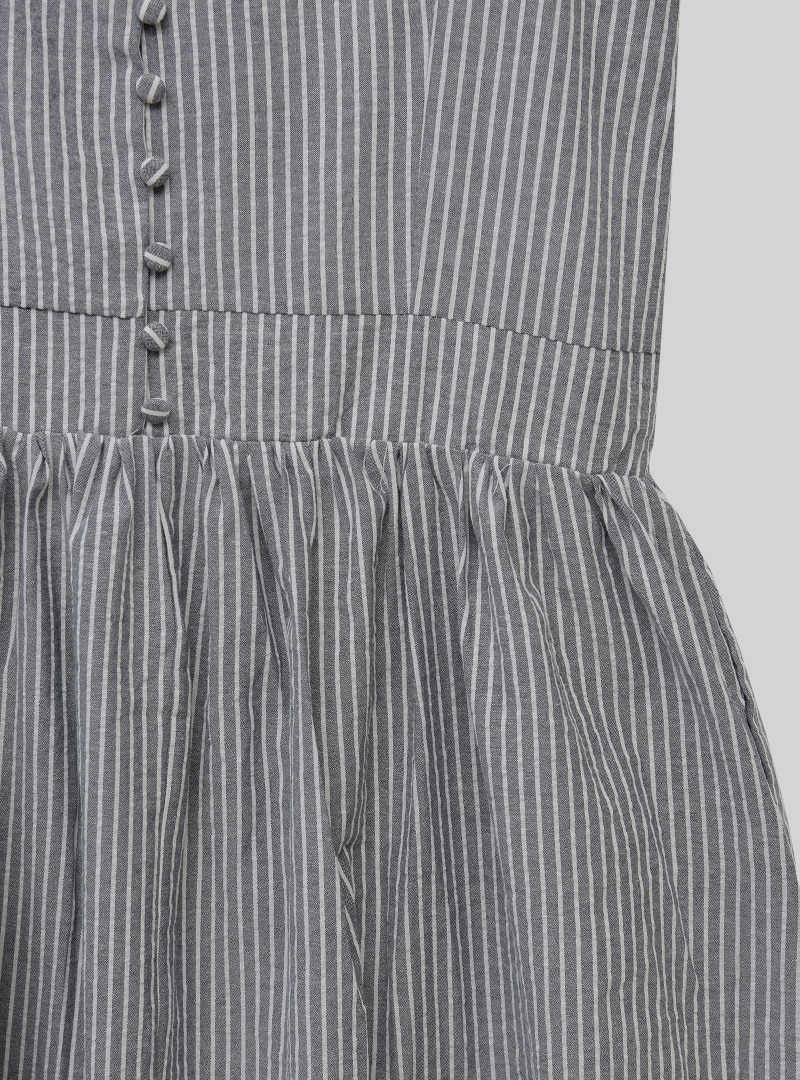 Button Detail Striped Sleeveless Dress
