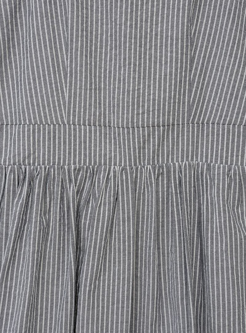 Button Detail Striped Sleeveless Dress