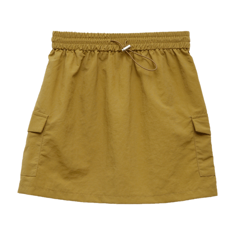 Cargo Pocket Drawstring Mini Skirt