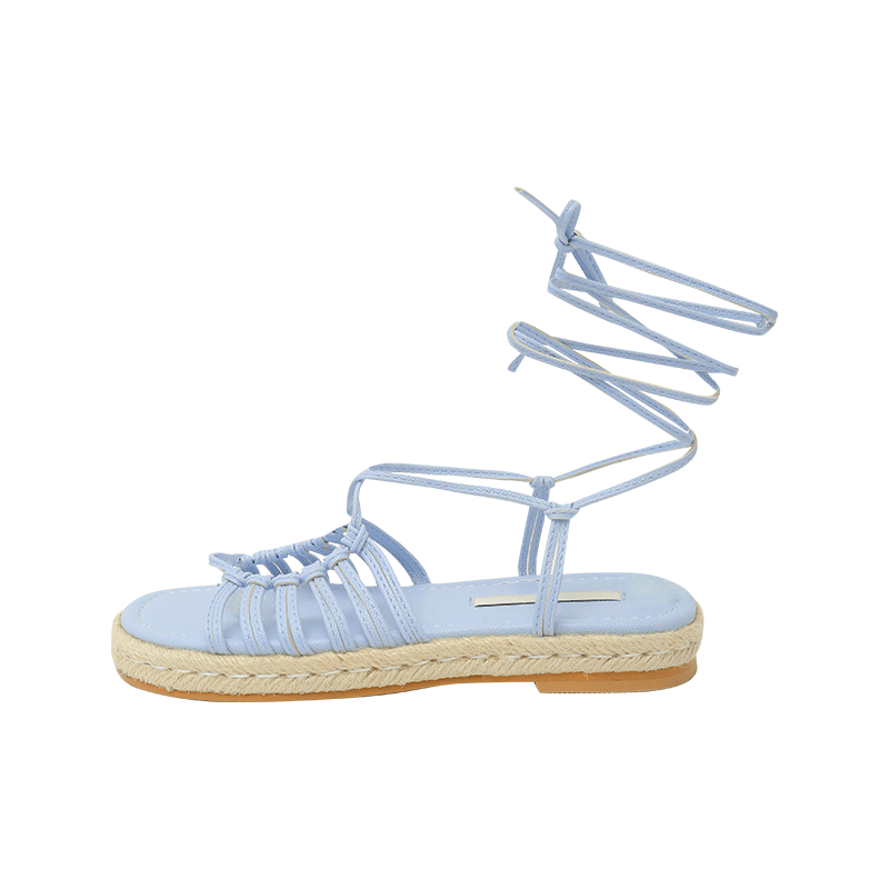 Strappy Lace-Up Faux Leather Sandals
