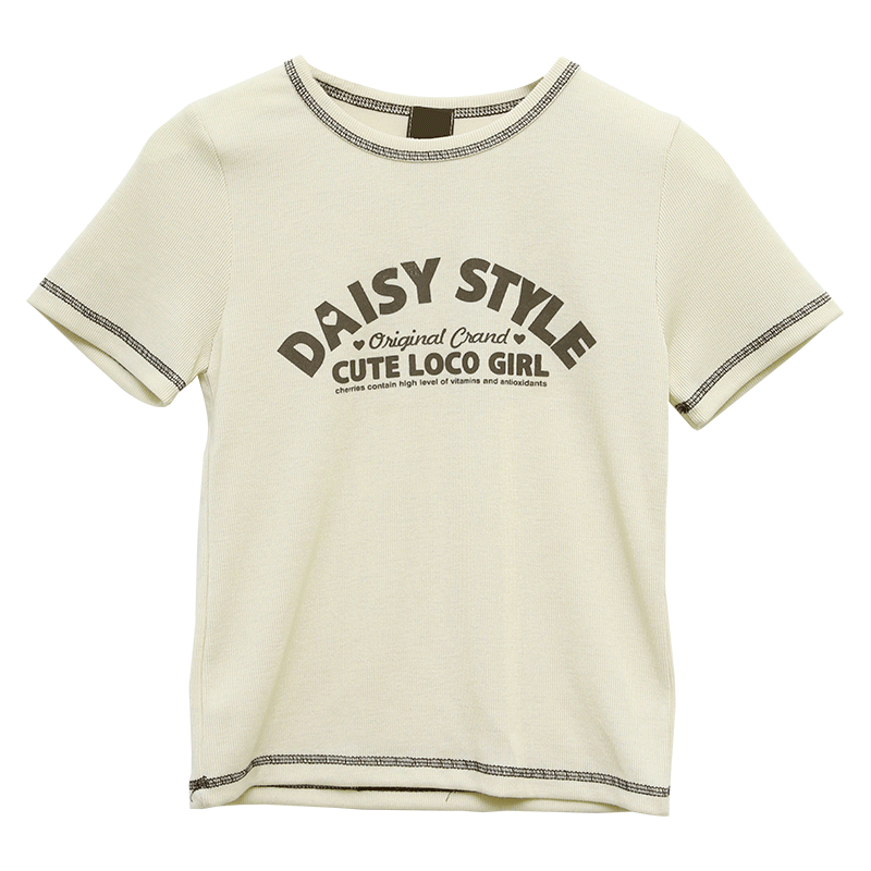 DAISY STYLE Contrast Stitch T-Shirt