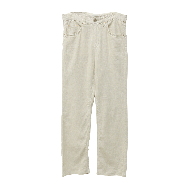 Solid Tone Buttoned Waist Long Pants
