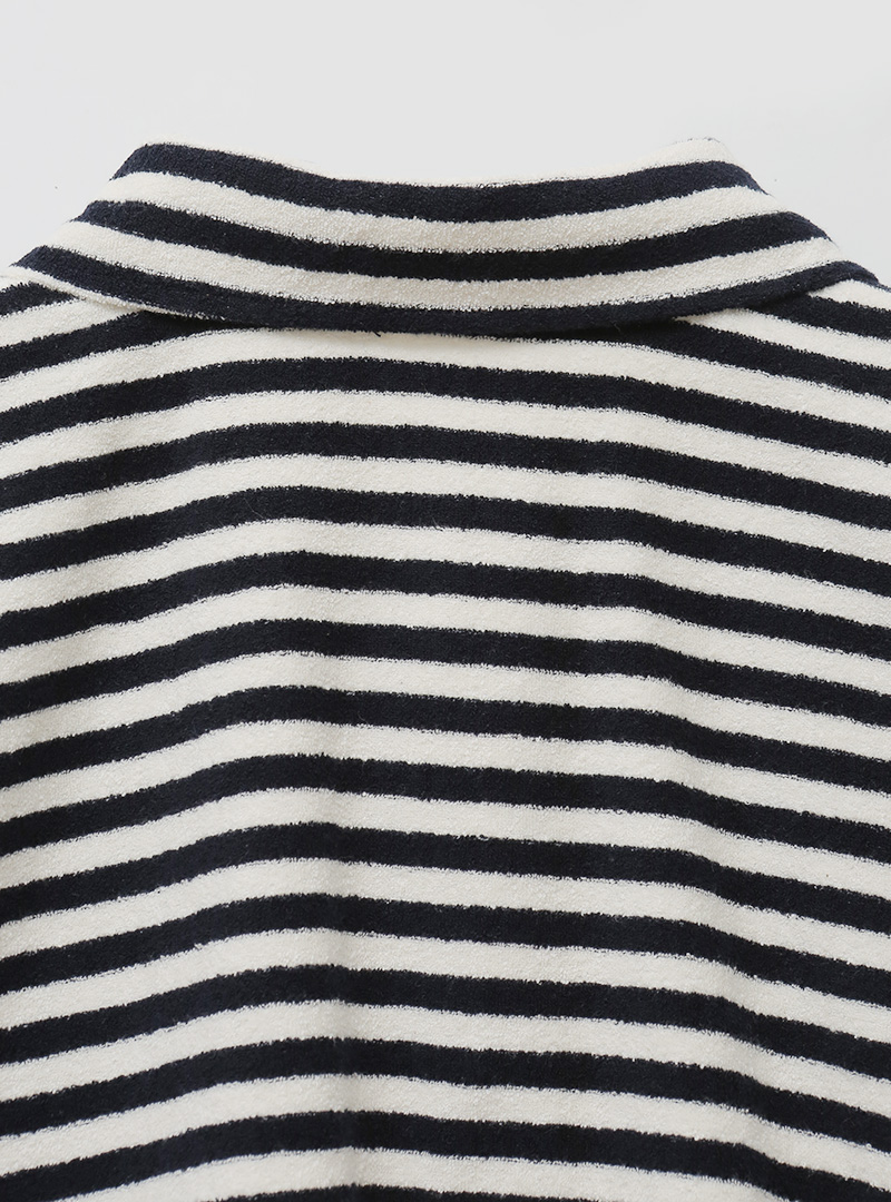 Quarter Zip Striped Crop T-Shirt